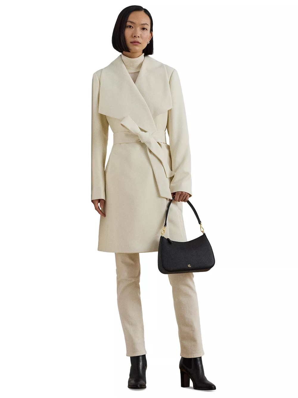 LAUREN Ralph Lauren Cream Belted Coat Small NWT